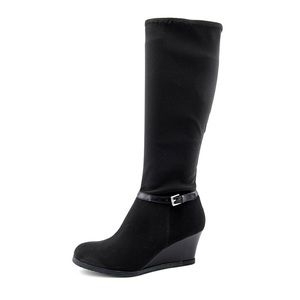 LRL Ralph Lauren Tula Black Knee High Wedge Heeled Boots
